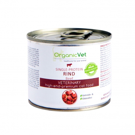 OrganicVet Beef (vieno baltymo) konservai katėms 200g